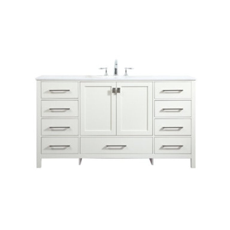 Irene 60 Single Bathroom Vanity with Engineered Marble Top