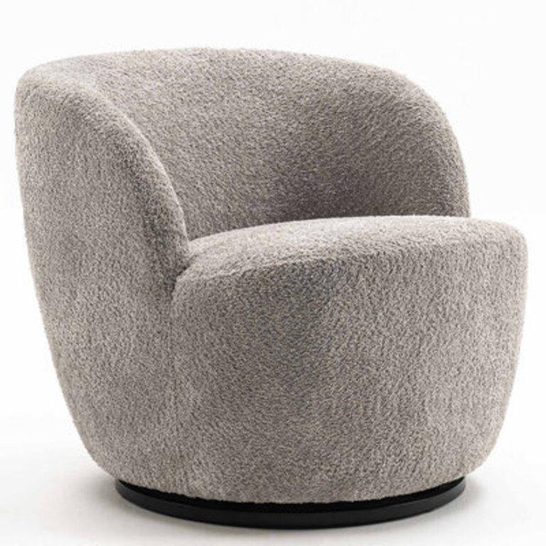 Hadriel Small Swivel ChairFull Assembled Boucle Upholstered Fabric Barrel ChairSmall Space Armchair