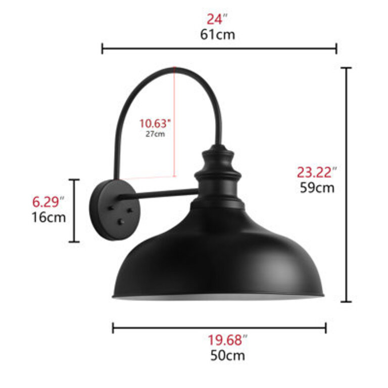 1-Light 1968 inch Oversize Classic Farmhouse Black Dusk To Dawn Auto Outdoor Wall Light