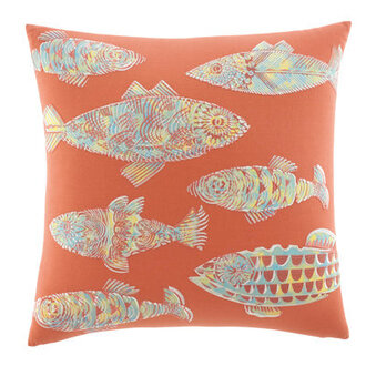 Tommy Bahama Batic Fish Orange Cotton Canvas Throw Pillow