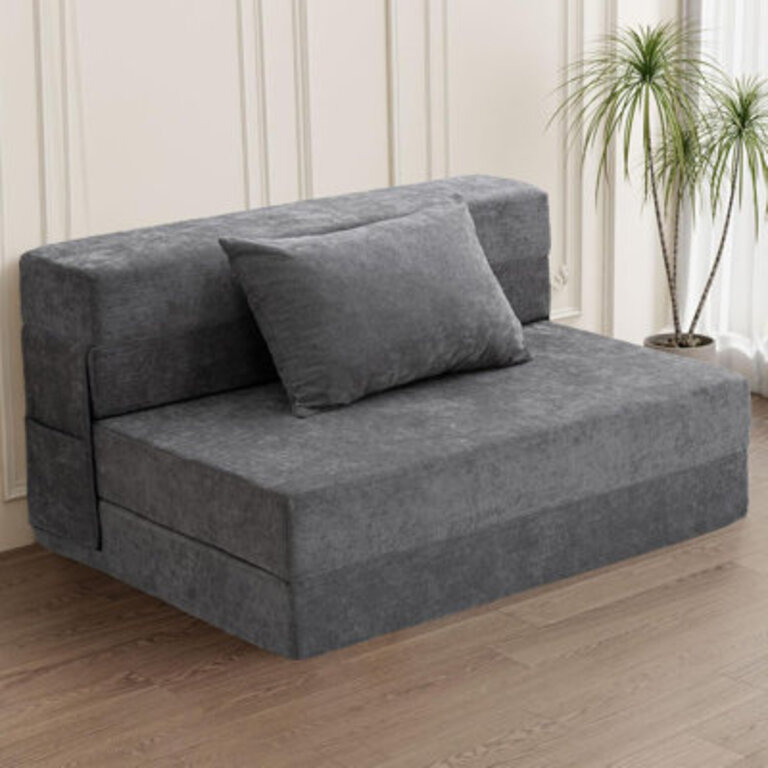 Folding Sofa Bed - Convertible Sleeper Chair With Pillow Fold Out Couch Memory Foam Floor Mattress Futon Couch Lazy Sofa For Living RoomDormGuest RoomHome Office Gray