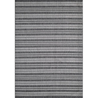 Brazoria Grey Striped IndoorOutdoor Area Rug