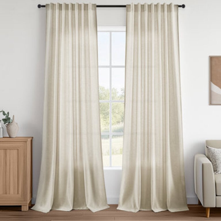 Dennan Light-Filtering Curtain with Back Tab Hooks