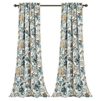 Jacobean Garden Polyester Room Darkening Curtain Pair