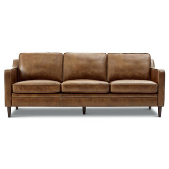 Ashtabula Genuine Leather Square Arm Sofa