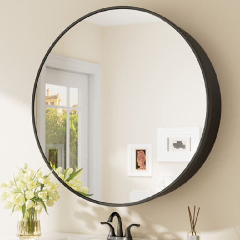 Gervon Round Wall Mounted Medicine Cabinet with Shelves