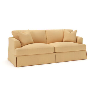 Lucia Recessed Arm Slipcovered Sofa with Reversible Cushions Fabric: Bayou Sunshine Canvas