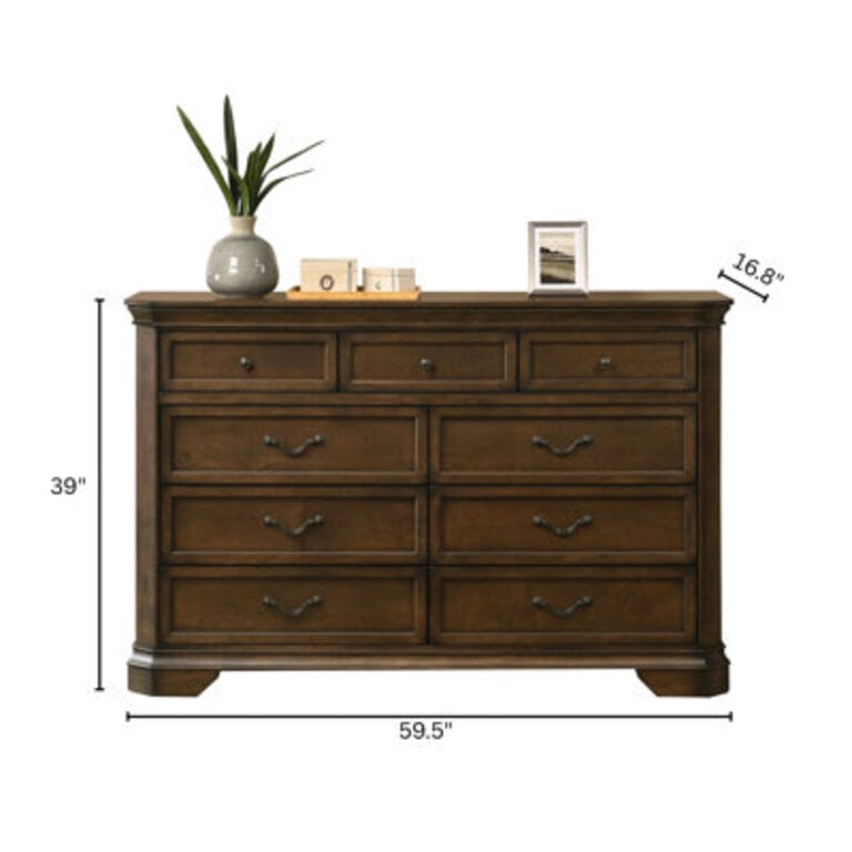 Ailany Traditional Wood 9-drawer Dresser
