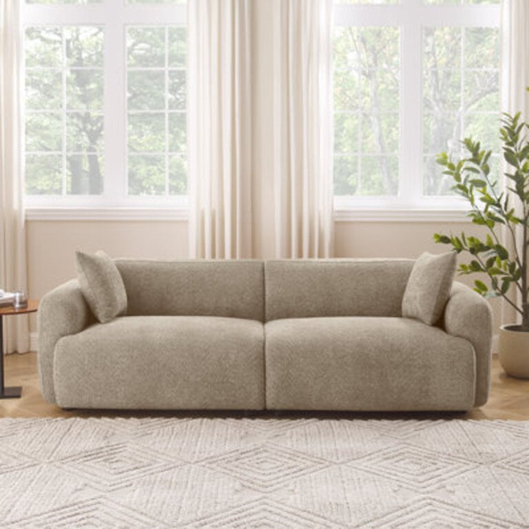 90 Wide 3 Seat Upholstered Polyester Sofa with Throw Pillows Available in Living Room Apartment