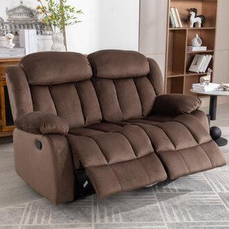 62 Microsuede Manual Reclining Loveseat Sofa 2-Seater Recliner Couch with Skin Friendly Upholstery