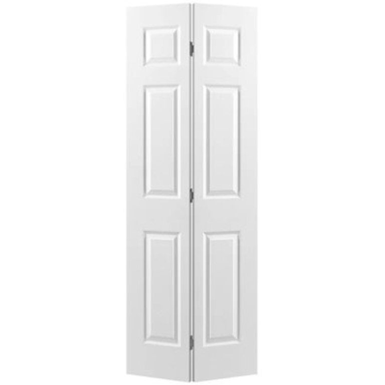 Paneled Manufactured Wood Hollow Primed Textured 6-Panel Bi-fold Door
