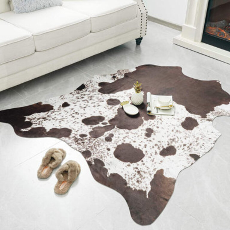 Ganote Animal Print Faux Cowhide Brown Area Rug