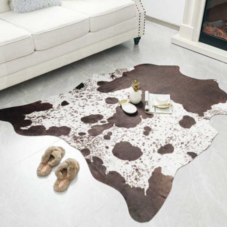 Ganote Animal Print Faux Cowhide Brown Area Rug