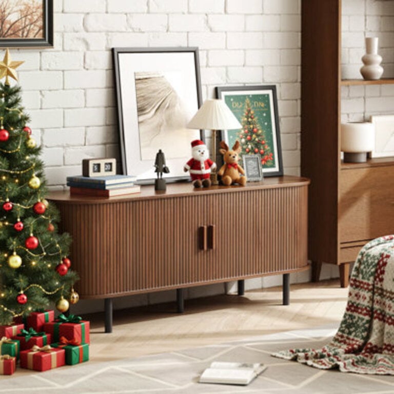 Jalonda Modern Wood TV Stand with Storage and Shelves to Fit TVs