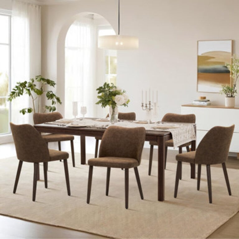 Upholstered Solid Wood Small Dining Chairs - Ergonomic Curve  Plush Padding for Multiple Spaces