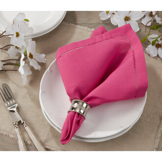 Set of 12 Rowles Hemstitched Border Dinner Napkin
