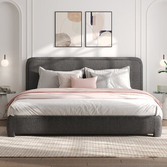 Bensu Boucle Upholstered Platform Bed