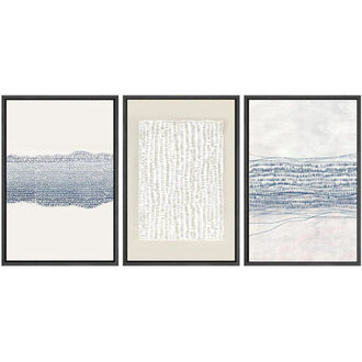 Geometric Line Grunge Beige Blue Abstract Artwork Modern Neutral Minimalist Wall Pictures Large Framed Canvas Giclee Print 3 Pieces Wall Art
