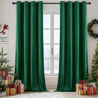 Deavion Velvet Solid Color Metal Grommets Room Darkening Curtain Panels