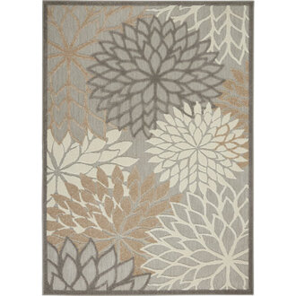 Aloha Floral Rectangle 53 x 75 Area Rug in Beige