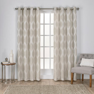 Borach Geometric Semi-Sheer Grommet Curtain Panels