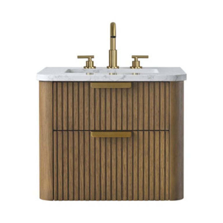 Liljan 24 Wall-Mounted Single Bathroom Vanity with Engineered Stone Top