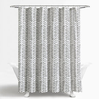 Cotton Blend Chevron  Zig Zag Shower Curtain