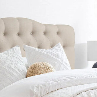 Linen Tufted Upholstered Headboard Sturdy and Durable Solid Wood Headboard Fabric Headboard Adjustable Height from 34 to 43 Modern Button Tufting Design Head Board