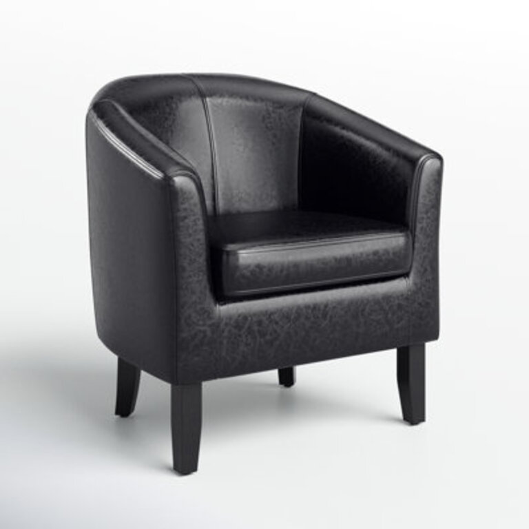 Munson 2677 Wide Faux Leather Barrel Chair