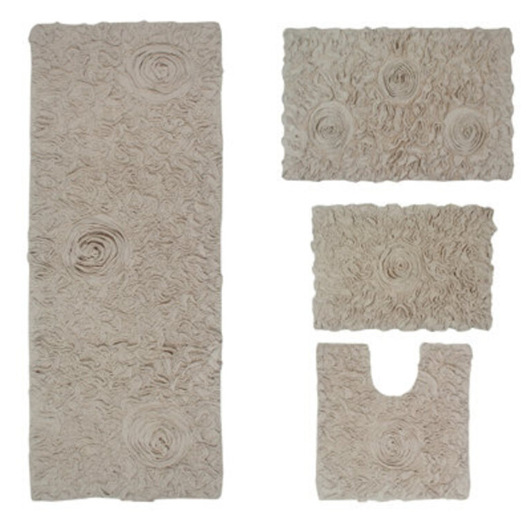 Freida Rectangular 100 Cotton Non-Slip Solid Bath Rug  Contour Mat Set