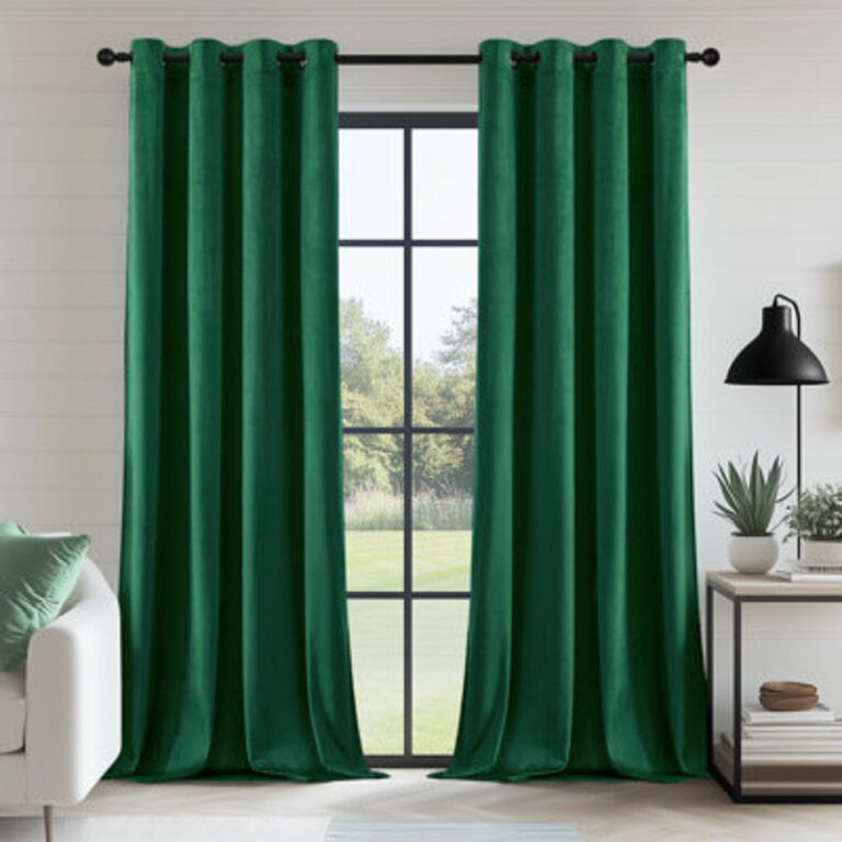 Deavion Velvet Solid Color Metal Grommets Room Darkening Curtain Panels