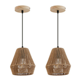 Yingst 787 in 2 Pack Boho Mini Rattan Pendant Light