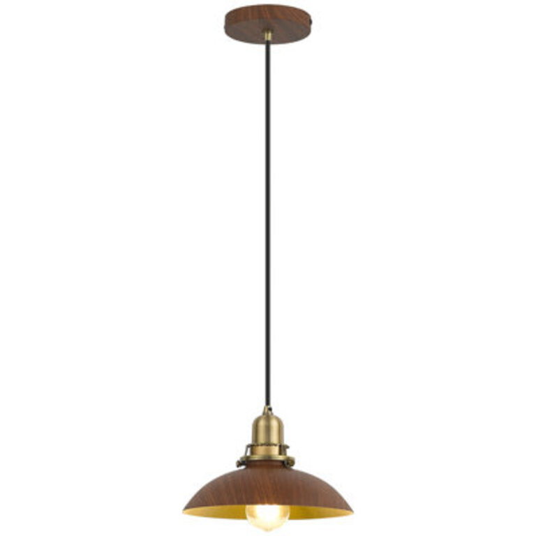 1-Light Wood Grain Farmhouse Vintage Hangning Pendant Light