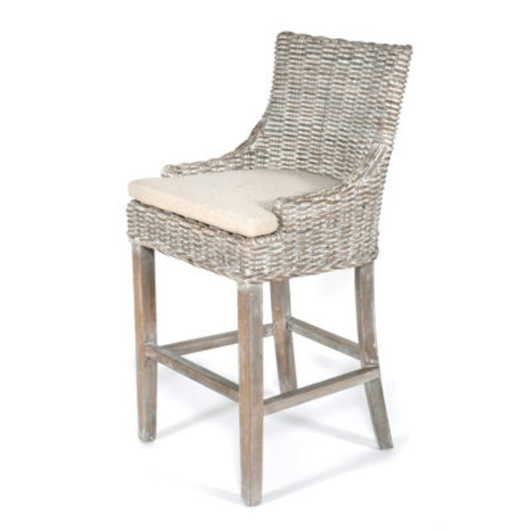 Upholstered Counter Stool with Solid Wood Frame