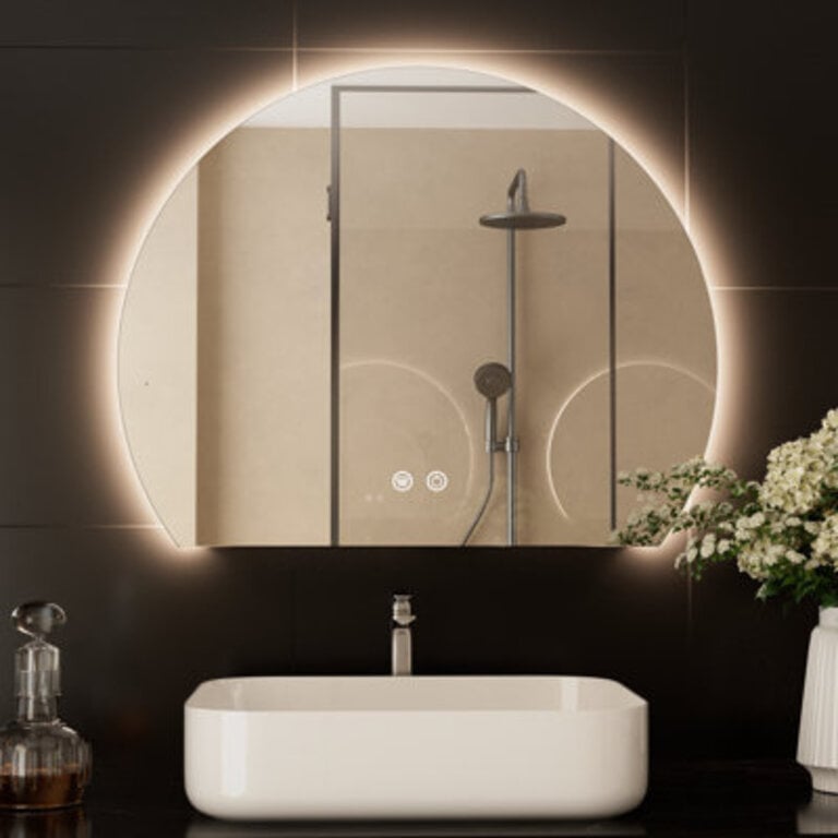 Arto Arch Lighted Backlit Bathroom Vanity Mirror Anti Fog Dimmable 3 Color Adjustable Wall Mirror