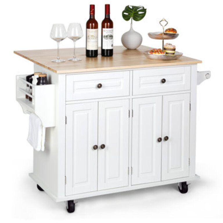 Nikayia 433W Solid Wood Kitchen Island with Drop Leaf
