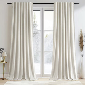 Ike Velvet 100 Blackout Curtains with Back Tab Hooks Thermal Insulated Drapes