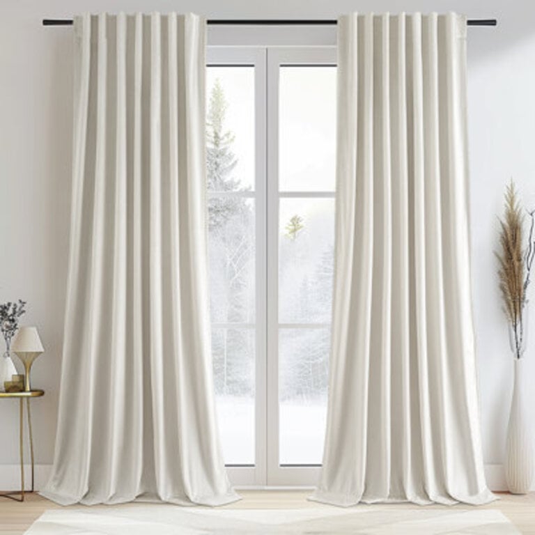 Ike Velvet 100 Blackout Curtains with Back Tab Hooks Thermal Insulated Drapes