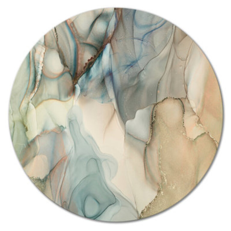 Gray Tender Liquid Art I - Modern Round Metal Wall Art