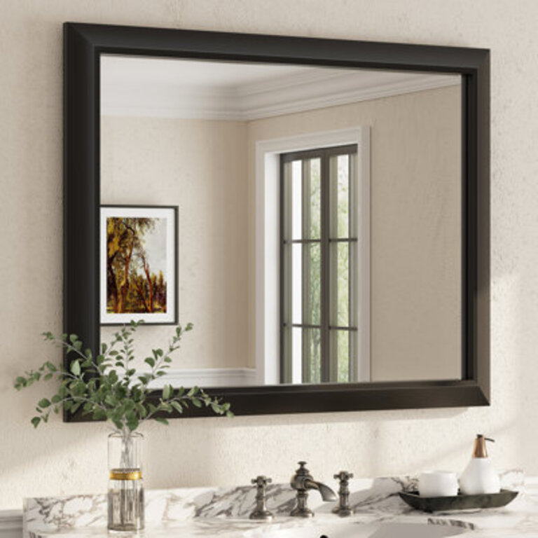 Amara Tempered Glass and Aluminum Alloy Framed French Cleat Mounted Wall Mirror