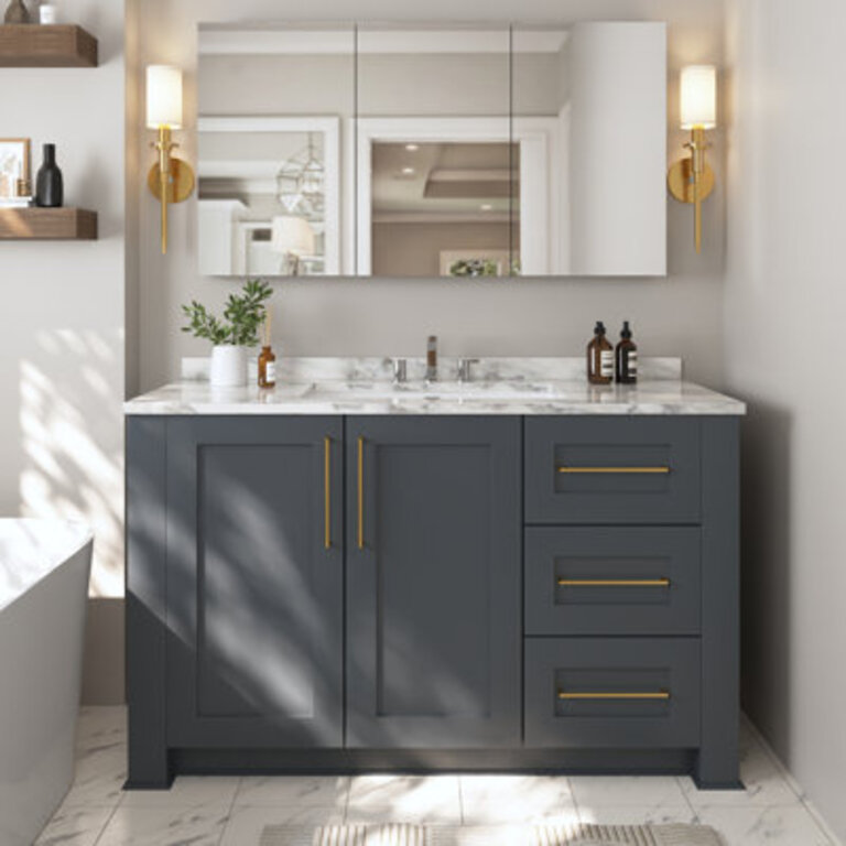 48 W x 26 H Surface Mount Frameless 3 Door Medicine Cabinet and 2 Adjustable Shelves