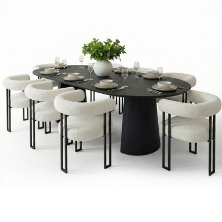 Modern Fabric Upholstered Dining Chair with Curved Arms