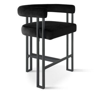 Colrain 24 Upholstered Velvet Solid Back Counter Stool