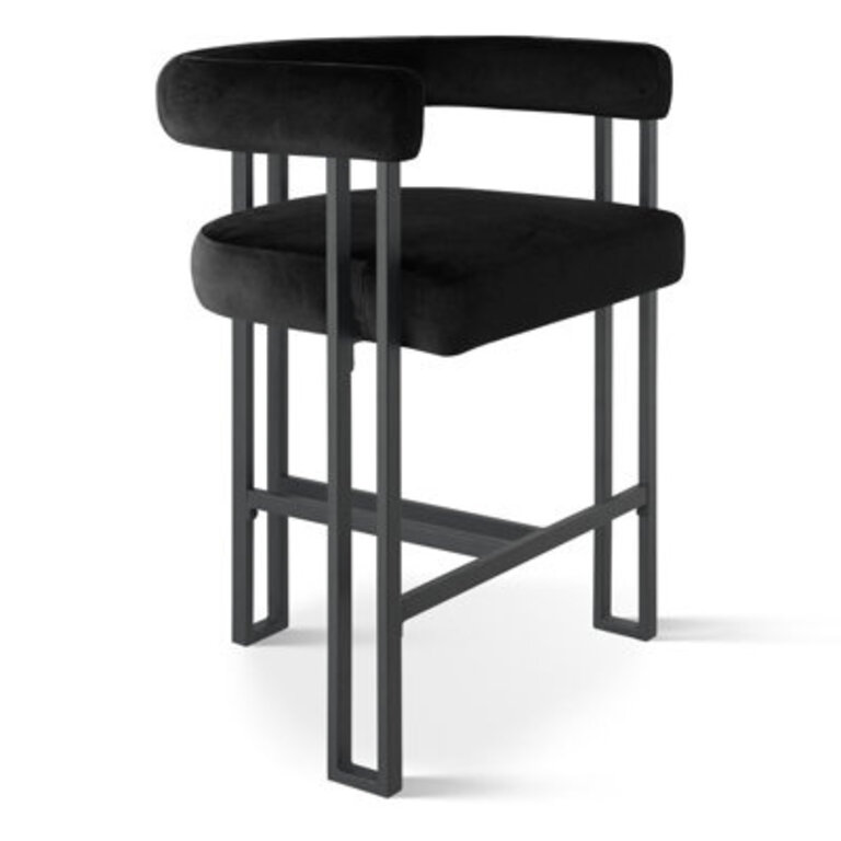 Colrain 24 Upholstered Velvet Solid Back Counter Stool