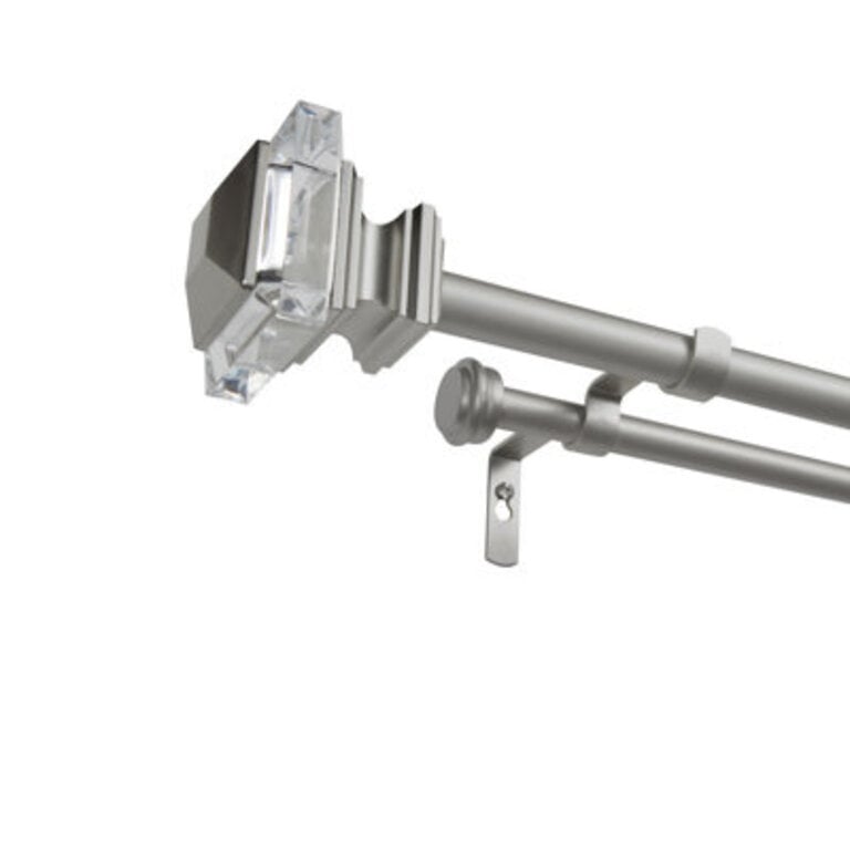 Sunnydale Exclusive Home Prism Double Curtain Rod and Finial Set Adjustable