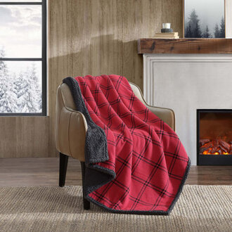 Eddie Bauer Printed FlannelSherpa Throw Blankets