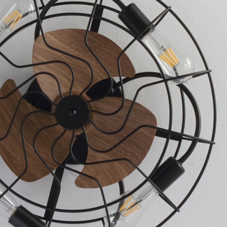 204 Bloneva Farmhouse Caged Ceiling Fan with Light Kit and Remote Control Included
