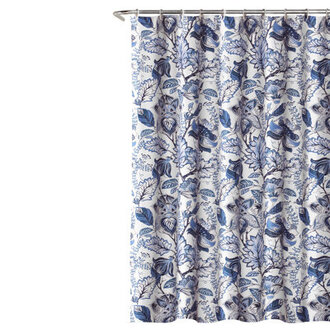 Cynthia Jacobean Floral Shower Curtain with Hooks Included