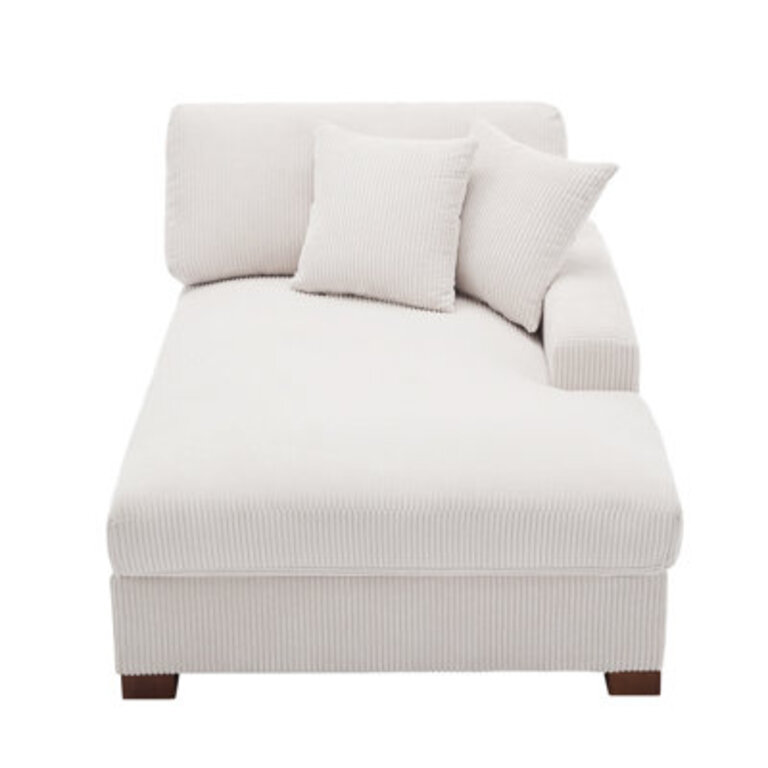 Milbrey Oversized Upholstered Chaise Lounge with Armrests  Throw Pillows