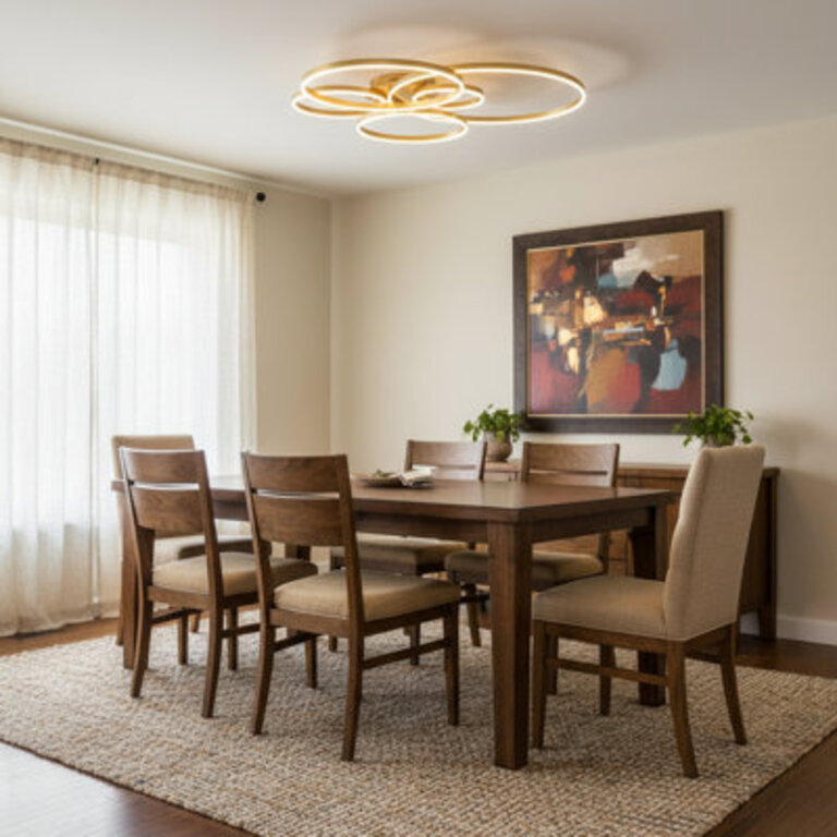 Jadiamond 6-Light 472 inch Modern Flush Mount Large Circle Ceiling Fixture with Remote Control